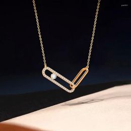 Pendant Necklaces Gold Colour Sparkling Clavicle Chain Women Couples Trendy Elegant Handmade Necklace Party Jewellery Gifts