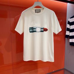 Designer Luxury Summer Fashion High Street cotton T-shirt polo Shirt T-shirt Breathable men and women lipstick print casual short sleeve T-shirt