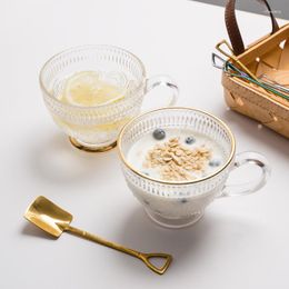 Wine Glasses Ins Nordic Golden Transparent Glass Coffee Cup Kitchen Beer Tea Milk Wedding Handle Drinking Drinkware