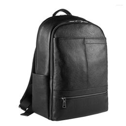 School Bags Sbirds 15.6" Laptop Backpack Genuine Leather Cowskin Computer Bag Of Men Male Working Packs Black Travel