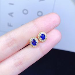 Stud Earrings Sterling Silver 925 Natural Sapphire Luxury Women's All-match Gift Wedding Free Mailing Fine Jewellery