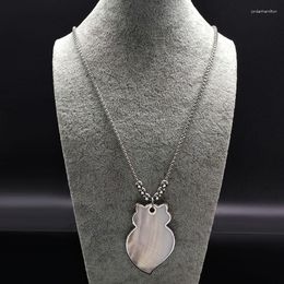 Pendant Necklaces Fashion Stainless Steel Statement Necklace Silver Color Long Heart Shell Women Jewlery Corazon Pingente N17967S08
