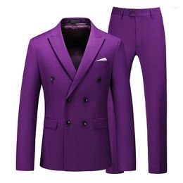 Men's Suits Suit Men Large-size Two-piece With Double-breasted 8 Solid Color Slim Business Casual Mens Pants