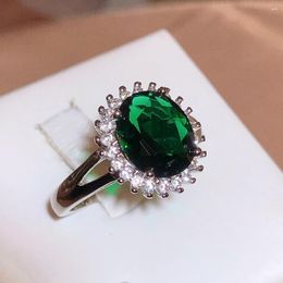 Cluster Rings Vintage Square Green CZ Women's Silver Colour Ly Designed Female Ring For Anniversary Party Gift Luxury Jewellery