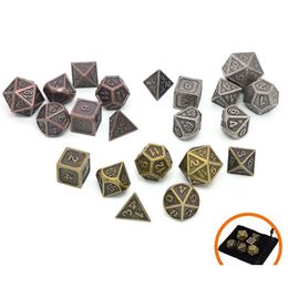 Other Festive Party Supplies 7Pcs/Lot Solid Metal Polyhedral Dnd Dice Set Of 7 Ancient Copper Gold Sier Rpg Role Playing Game With Dro Dh8Wg