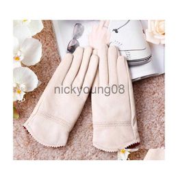 Five Fingers Gloves Five Fingers Gloves Womens Genuine Leather Red Sheepskin Autumn And Winter Fashion Female Windproof Drop Delivery Accessories Hats S Dhaeu x090