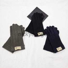 Five Fingers Gloves Classic Style Desigenr Wool Five Fingers Gloves Fashion Womens Girl Brand Letter Printing Winter Keep Warm Cashmere Glove x0902
