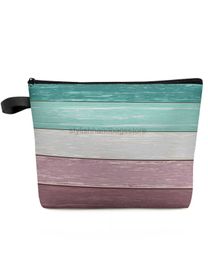 Totes Artificial Wood Grain Ocean Green Purple Gradient Makeup Bag Clutch Bride Maid Outdoor Travel Beauty Makeup Bag Pai Matching Red Bagstylishhandbagsstore