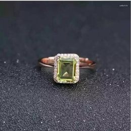 Cluster Rings Woman Ring Natural Peridot 925 Sterling Silver Wholesale Fine Jewelry Gemstone 6 8mm