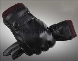 Five Fingers Gloves Mens Womens Designer PU Leather Gloves Winter Five Fingers Gloves Finger Protected Warm Keeping Faux Leather Gloves x0902 x0903