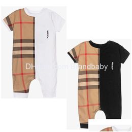 Rompers Newborn Designer Baby Girls And Boy Romper Short Sleeve Cotton Jumpsuits Kids Clothing Brand Letter Print Infant Children Blac Dhxet