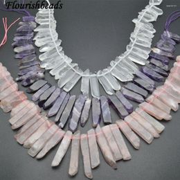 Loose Gemstones Graduated Size Natural Rose Quartz / Amethyst Crystal Square Slab Point Stone Beads