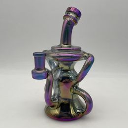 7Inch Glass Bong Rainbow Chromed Waterpipe Recycle Bong Hookah Smokingpipe