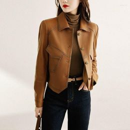 Women's Leather 2023 Winter Haining A-Class High End PU Clothing Top Slim Fit Casual Short Jacket Style Fashion Coat