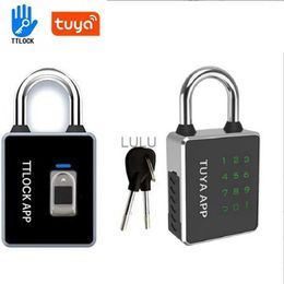 Door Locks Smart Padlock TUYA/TTlock APP Bluetooth Fingerprint Unlocking Waterproof Password Key RFID Card USB Charging Door Lock HKD230902