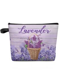 Totes Lavender Flower Basket Makeup Bag Travel Small Bag Women's Makeup Bag Women's Makeup Bag Bathroom Organiser Children's Storage Pencil Boxstylishhandbagsstore