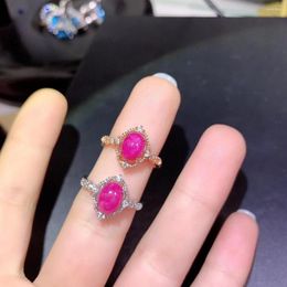 Cluster Rings Natural Ruby Ring Women's 925 Silver Simple And Atmospheric Style Jewellery For Young People's Daily Needs