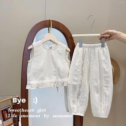 Clothing Sets 2023 Summer Girls Fashion Two Pieces Embroidery Suit Baby Kids Children Set Blouse Pant