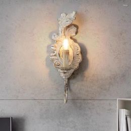 Wall Lamp French Country Light Vintage Candle White Grey Gold Wooden For Bedroom Bedside Hallway Decor