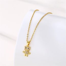 Pendant Necklaces Design Sense Zircon Crystal Lovely Robot Stainless Steel For Women Hip Hop Style Female Neck Chain Jewelry