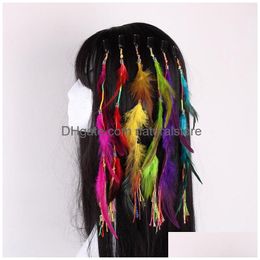 Hair Clips Barrettes Colorf Bohemian Feather Fashion Accessories Indian Bb Clip Women Jewellery Mix Colours Wholesale Drop Delivery Hairj Dh6Gc