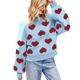 Women's Sweaters Valentine's Day Cute Love Pattern Knit Sweater Soft And Smooth Beautiful Cotton For Women