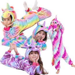 Pajamas Toddler Baby Boy Girl Winter One Piece Flannel Unicorn Pajamas Children Kigurumi Pijamas Onesie Kids For 4 6 8 10 12 Years x0901