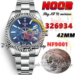 N V2 42mm Sky cf326934 A9001 Complication Calendar Automatic Mens Watch Fluted Bezel Blue Dial Stick Markers 904L Steel Bracelet 2023 Super Edition eternity Watches
