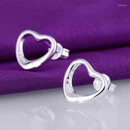 Stud Earrings 925 Stamp Silver Color For Women Temperament Exquisite Heart Ear Studs Christmas Gifts Street All-match Jewelry