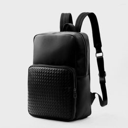 Duffel Bags 2023 Fashion Woven High Quality Pu Leather Travel Handbags Men Shoulder Bag Men's Weave Messenger Luggage Laptop