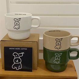 Mugs Cartoon Puppy Coffee Cup Cute Retro Ceramic Mug Milk Juice Tea Water Cups Student Couple Birthday Gift Ins