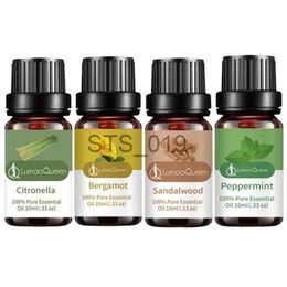 Incenso puro óleo essencial orgânico bergamota sândalo capim-limão óleo essencial de hortelã-pimenta para difusores aromaterapia meditação do sono x0902