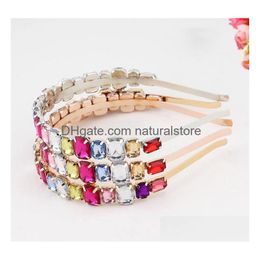 Headbands Metal Rhinestone Flower Alloy Imitation Pearl Hair Accessory Leaf Star Head Hoop Colorf Gemstone Baroque Drop Delivery Jewel Dhc4Z