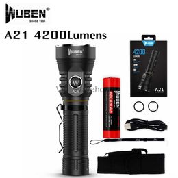 Torches WUBEN A21 Tactical Flashlight High Power 4200Lumen with 21700 Battery Rechargeable Light Torch Waterproof For Camping Hunting HKD230902
