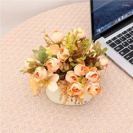 Decorative Flowers Simulated Flower Bonsai Living Room Decorations Wedding Decoration European Style Rose Potted