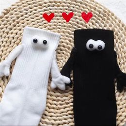 Men's Socks Cute Couple Magnetic 3D Holding Hand Doll Summer Men Women Mid-Tube Short Medium Tube Sports Funny Gift