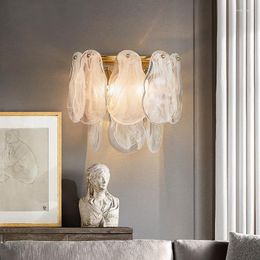 Wall Lamp Postmodern GlassLuxury Living Room Gold Simple Bedroom Background High-end LED Indoor Lighting Fixtures