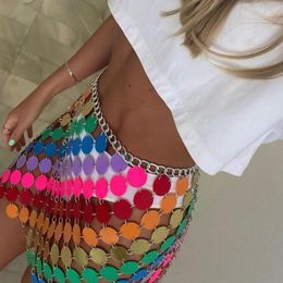 Skirts Beading Hollow Sequined Skirt Elegant Sexy Metal Mirror Disc Miniskirt Geometric Glitter Gorgeous Exquisite For Nightclub Party