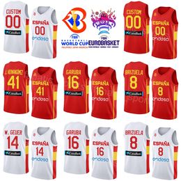 Print Espana Basketball Spain 21 Alex Abrines Jerseys 9 Ricky Rubio 13 Marc Gasol 4 Pau Gasol 16 USMAN GARUBA 4 ALBERTO DIAZ 8 Dario Brizuela 2023 World Cup Red White