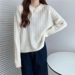 Women's Sweaters Pullover Sweater Women Autumn/Winter 2023 Loose Knit Versatile Vintage Fried Dough Twists Backed Short Female