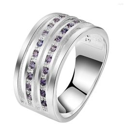 Cluster Rings AR326 Wholesale Silver Plated Finger For Women Men Fashion Jewellery Purple Bijouterie Zircon Stone Crystal