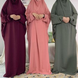 Ethnic Clothing Eid Muslim Prayer Clothes Womens Hooded Hijabs Maxi Dress Jilbab Abayas Islamic Arab Full Cover Loose Robe Khimar Niqab