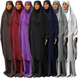 Ethnic Clothing Women Muslim 2 Piece Prayer Dress Long Jilbab Islamic Clothes Hajj And Umrah Outfit Khimar Niqab Headcover Saudis