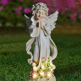 Garden Decorations Angel Statues Outdoor Pray Angle With Solar Light Patio Sculptures & Yard