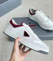 Top Luxury Men Sneakers Shoes Brushed Leather Trainers Man Technical Rubber Re-Nylon White Black Blue Runner Comfort Sports Lug Sole Casual Walking