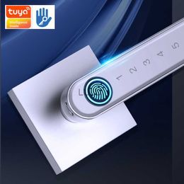 Door Locks Tuya Smart Door Lock Fingerprint Locks Smart TTlock App Control Biometric Fingerprint Password APP Keyless Entry Handle Lock HKD230902