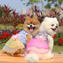 Dog Apparel Floral Pet Clothes Fancy Dress Cute Skirt Summer Autumn Wedding For Cat Small Medium Puppy Costumes Dogs Dresses