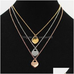 Style Stainless Steel Fashion T Necklace Jewellery Heart-Shaped Pendant Love Necklaces For Womens Party Wedding Gifts Wholesale Drop D Dhqpm