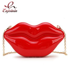 Evening Bags Sexy Red Lips Design Women Party Clutch Bag Female Chain Crossbody Purses and Handbags Pouch Fashion 230901