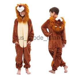 Pyjamas Stitch Kigurumi Lion Onesies For Children Jumpsuit Kids Pyjamas Winter Flannel Warm Sleepwear Boys Girls Animal Cosplay Costumes x0901